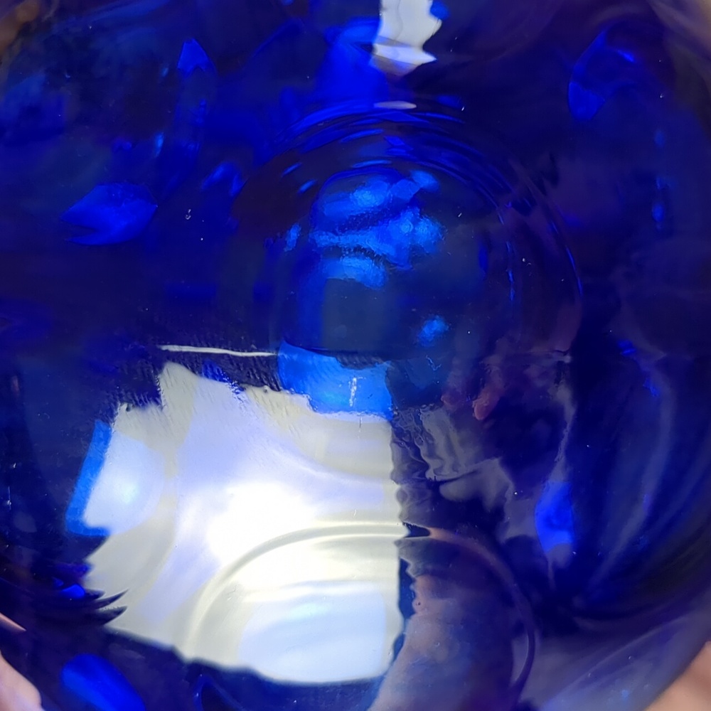 Fenton Cobalt Blue Dot Pitcher with Raised Swirl Handle - Picture 12 of 13
